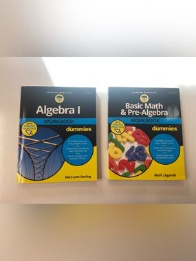 SET OF 2 new Basic Math/PreAlgebra + Algebra I Workbooks for dummies 3rd edition